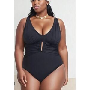 NWT Bleu Rod Beattie Black One Piece Womens Swimsuit Resort Vacation 16